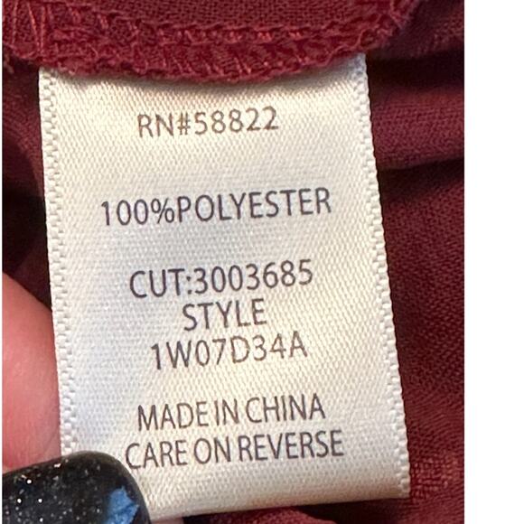 Max Studio Clip Dot Smocked Long Sleeve Blouse - Garnet Red Size 2X NWT - Picture 7 of 8